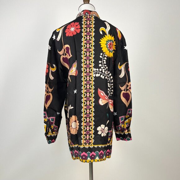 NWT Johnny Was Rosalynda Silk blend Floral Button-Up Blouse Shirt Multicolor XS - Picture 7 of 13